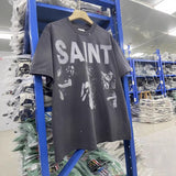saint m t shirts  s.m character & letter graphic crew neck pullover short sleeve t-shirt - wholesale