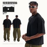 Youth short wide popular style heavy weightpure cotton short-sleeved high quality loose street style men short-sleeved t-shirt
