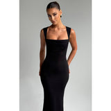 Women's dress - export fashion european & american style summer dress - sexy square neck, slimming, solid color maxi dress
