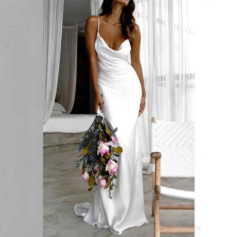 Women's dress - summer export, cross-border fashion, european & american style, sexy spaghetti strap, high-waisted, butt-lifting, women's evening gown dress