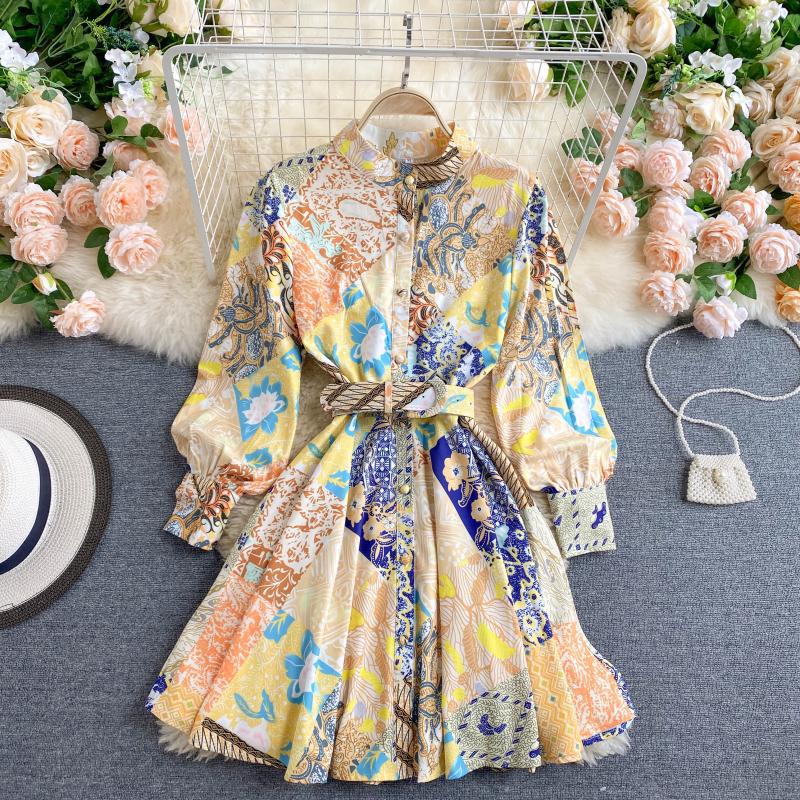 Betty Draper Valentine's Day Dress Autumn Vintage Printed Court Style Dress