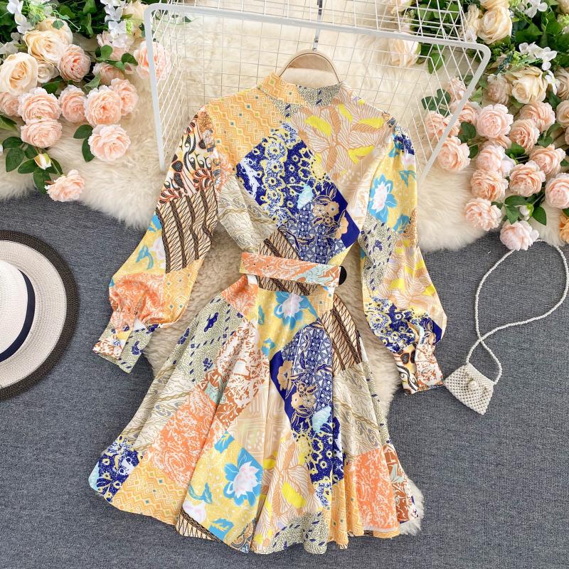 Betty Draper Valentine's Day Dress Autumn Vintage Printed Court Style Dress