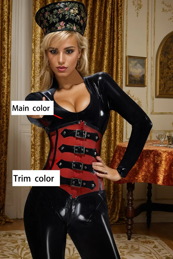 Women Buckle Baby Burn Boned Latex Corsets
