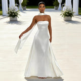 Women's dress - european & american style, sexy, slimming, backless, amazon-inspired bandeau, cinched waist, long formal gown