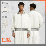 Etai men's clothing color block ribbed cardigan stand collar jacket - trendy brand autumn short oversized premium men's outerwear