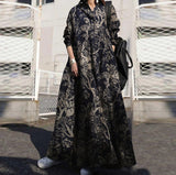Betty Draper Valentine's Day Dress Autumn Printed Cotton Linen Retro Loose Long Sleeve Dress