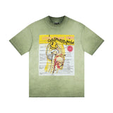 saint m t shirts Spring and summer s.m heavy industry washed and fried color round neck pullover short sleeve