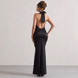 Women's halter neck evening dress - export quality, amazon fashion, elegant slim-fit dress, european & american style, wish, banquet, fashionable party dress