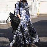 Betty Draper Valentine's Day Dress Autumn Printed Cotton Linen Retro Loose Long Sleeve Dress