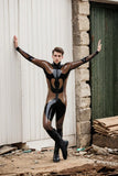 Man Latex Catsuits Tribalistic Two Tones