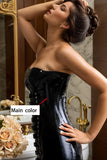 Women Black Latex Corsets Savage Babe Longline Design
