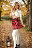 Women Latex Skirt Black And Red Color Blocked