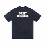saint m t shirts  s.m. foamed letter graphic crew neck short sleeve tee