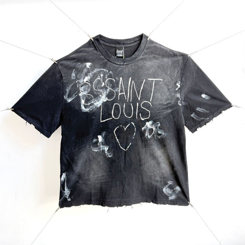 saint m t shirts  s.m street style hand-painted graffiti crew neck pullover short sleeve t-shirt - wholesale
