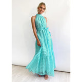 Women's dress - european and american style, summer casual, high-end sleeveless, cinched waist, flowy maxi dress, soft and elegant