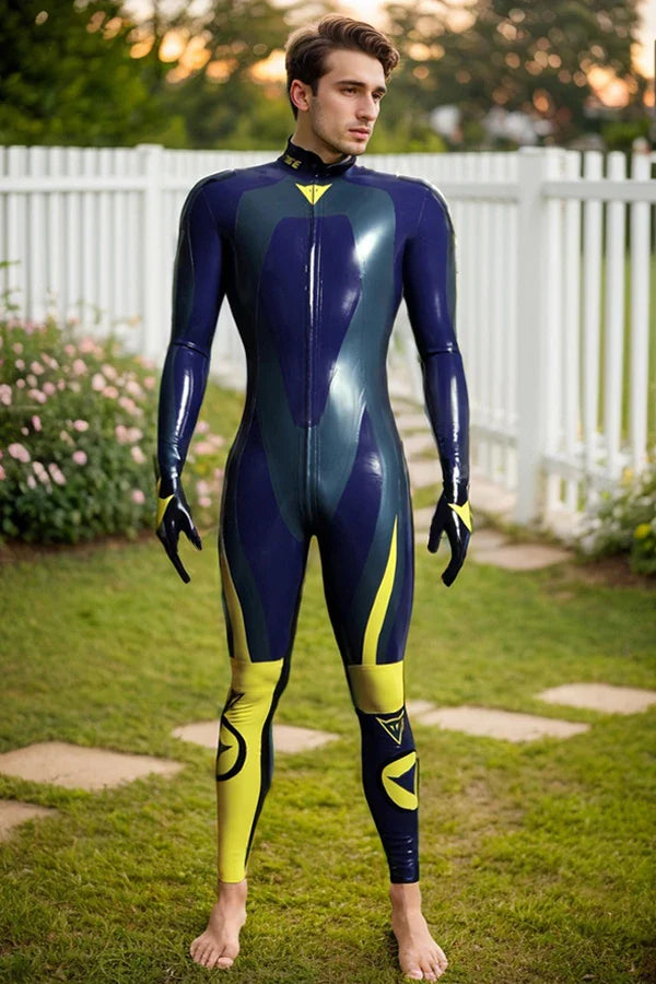 Men Latex Catsuits Biker Racing Motogp