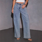 Women pants amazon cross-border women's fashion ins wide-leg slimming look loose floor-length denim pants for women