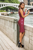 Women Red Latex Mini Dress Full Zip
