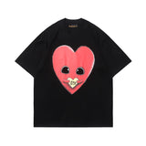 Drew house t-shirt - spring/summer d@ew - heart cartoon print crew neck pullover short sleeve - wholesale single piece