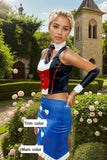 Women Latex Mini Skirts Heart and Ruffled Trim