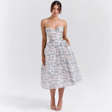 Women's dress: european and american style sexy bandeau dress - summer sweet & spicy hot girl skirt - high-end open back midi dress for export