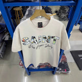 saint m t shirts  s.m landscape letter graphic crew neck pullover short sleeve top - wholesale