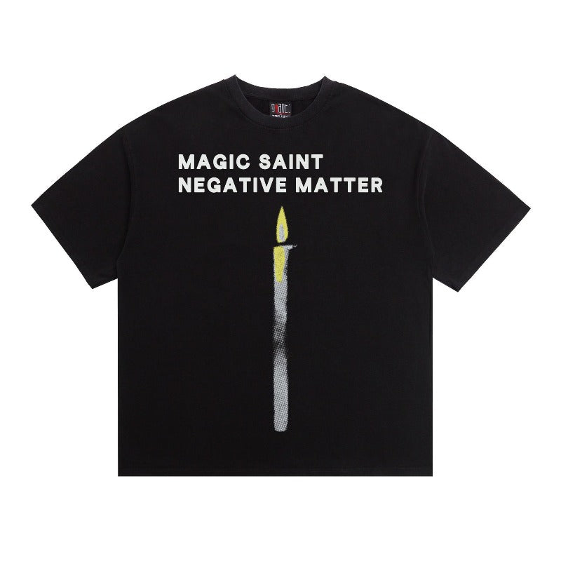 saint m t shirts  s.m candle angel graphic crew neck pullover short sleeve top - wholesale