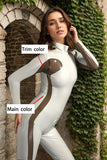 Women Latex Catsuits White Serpentine