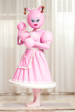 Women Latex Dresses Pink Cartoon Inflatable Maid