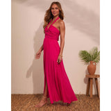 Women's dress: european & american french retro high-end style, versatile multi-wear, strappy maxi dress, backless sexy bridesmaid dress