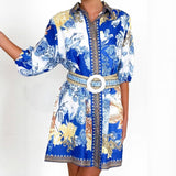 Women's top: summer european and american style cross-border e-commerce casual fashion printed lapel women's outerwear