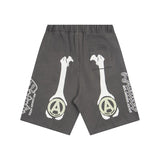 Saint m t pants spring and summer s.m cracked pulp bone printingcasualloose shorts