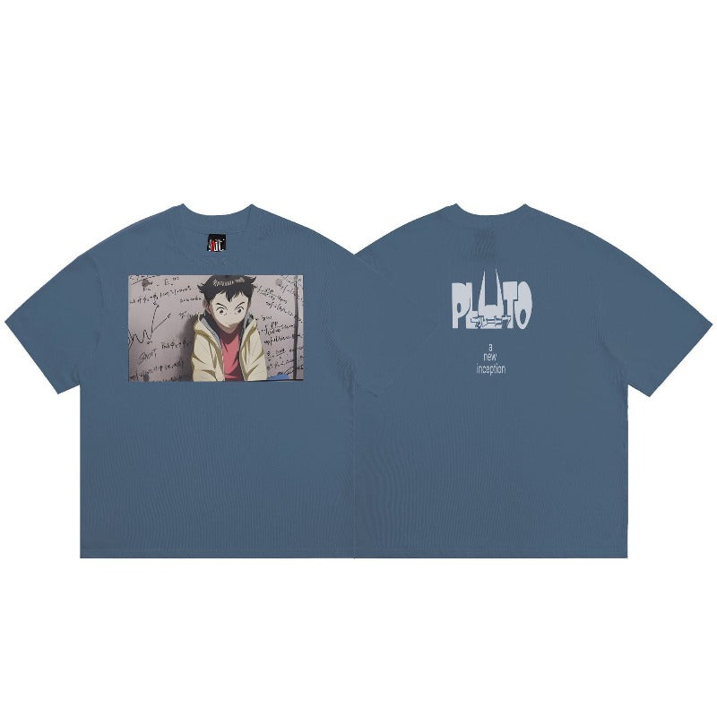 saint m t shirts  s.m pluto cartoon graphic crew neck pullover short sleeve t-shirt - wholesale