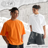 High-quality, pure cotton, short-sleeved, oversized t-shirt in a trendy, european and american style. this heavyweight tee features a drop-shoulder design and is perfect for men