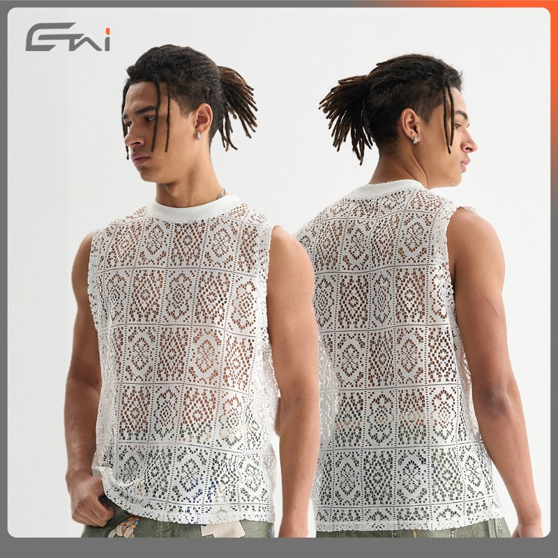 Etai men's apparel summer casual men's openwork mesh tank top - youthful, sporty, trendy, and cool men's vest