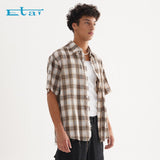 Etai men's fashion street style frayed hem plaid shirt - high quality, relaxed fit summer shirt for men