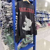 Saint m hoodie - autumn/winter s.m distressed letter graphic crewneck pullover long sleeve - wholesale