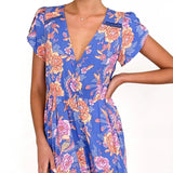 Women's dress - export quality summer maxi dress - high-end, slim-fit, v-neck, single-breasted, ruffle hem dress for women
