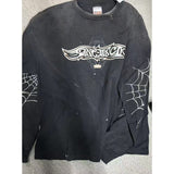 Saint m hoodie fall and winter s.m co-branded spider web pattern round neck pulloverlong sleeves