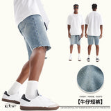Personalizedretro washed denim shorts g high quality denim shorts trendy brand loose edge frayed denim shorts