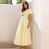 Women's dress: spring/summer sexy slim-fit cutout maxi dress - high-end, figure-hugging, backless, vacation style