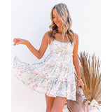 Women's dress - amazon spring/summer resort style sexy print high-end european and american spaghetti strap dress with lining