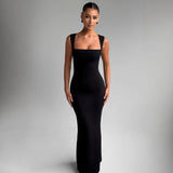 Women's dress - export fashion european & american style summer dress - sexy square neck, slimming, solid color maxi dress