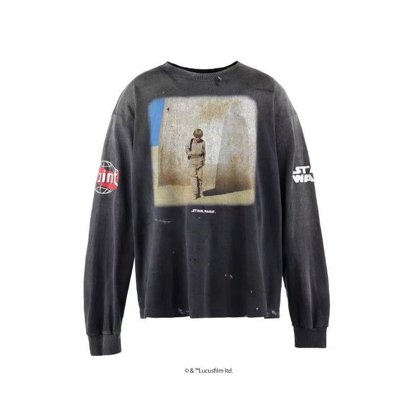 Saint m hoodie - autumn/winter s.m. collaboration - star wars graphic crewneck pullover long sleeve - wholesale