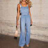 Women's pants: cross-border european and american hot-selling summer fashion trendy loose side pocket outerwear women's denim jumpsuit