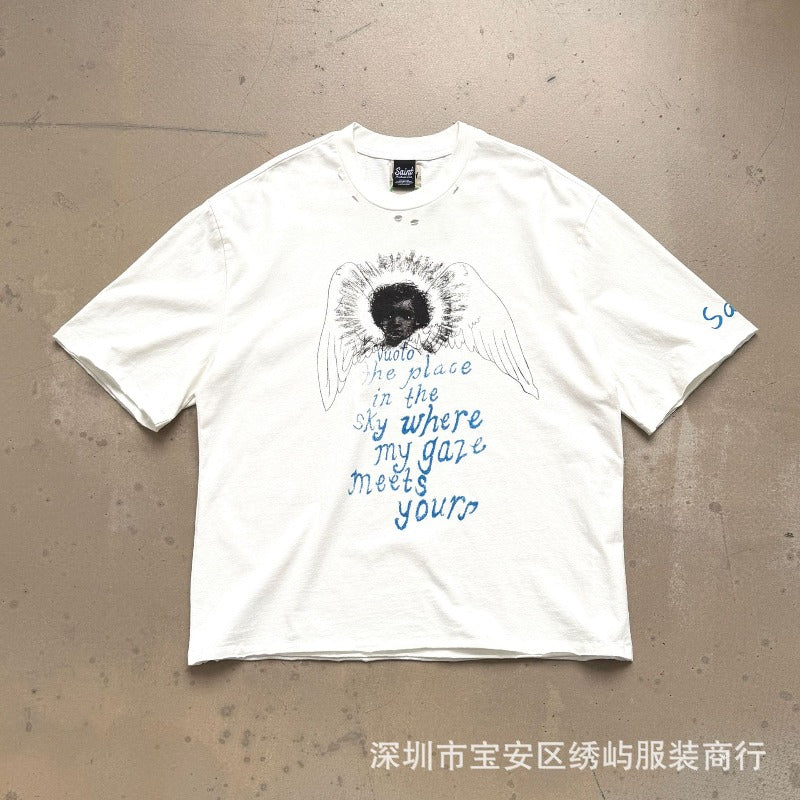 saint m t shirts  s.m guardian angel limited edition crew neck pullover short sleeve t-shirt - wholesale