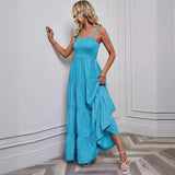 Women's dress: spring/summer new european and american style, foreign trade women's camisole dress, cinched waist, striped, vacation dress, feminine