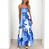 Women's dress: european and american style, cross-border summer fashion, printed backless cami, sexy high-waisted swing dress