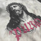 saint m t shirts Spring and summer s.m thorn character headshot small neckline distressed dirty dyed short-sleeved one piece