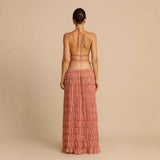 Women's dress: spring/summer european and american fashion sexy backless halter tie-up lace vest long dress set
